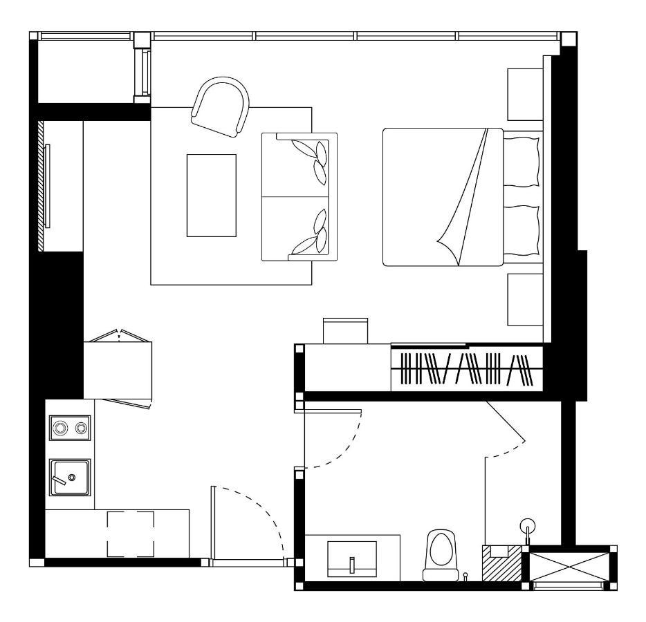 Somerset Rama 9 Bangkok Zewnętrze zdjęcie A floorplan of a typical studio apartment